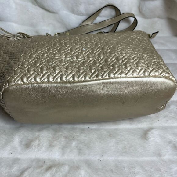 Big Buddha gold quilted front vegan leather tote with gold tone accents … - Picture 11 of 15
